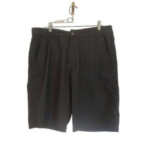 O'Neill Chino Shorts Men's Sz 34 Gray Black Stripes Flat Front Relaxed Fit Casua